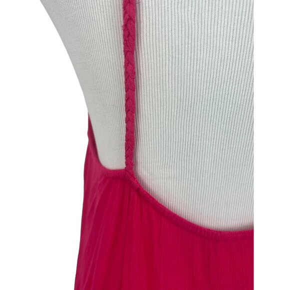 RARE NWT Free People Pink & Gold Embroidered Asymmetrical Boho Gypsy Slip Dress - Picture 12 of 16